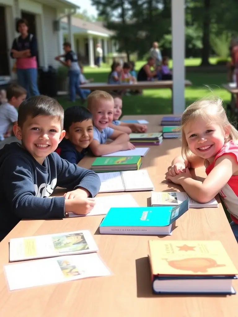 A photo of children participating in an educational program funded by the Wonderful Life Family Foundation in Cheboygan County, smiling and engaged in learning activities.